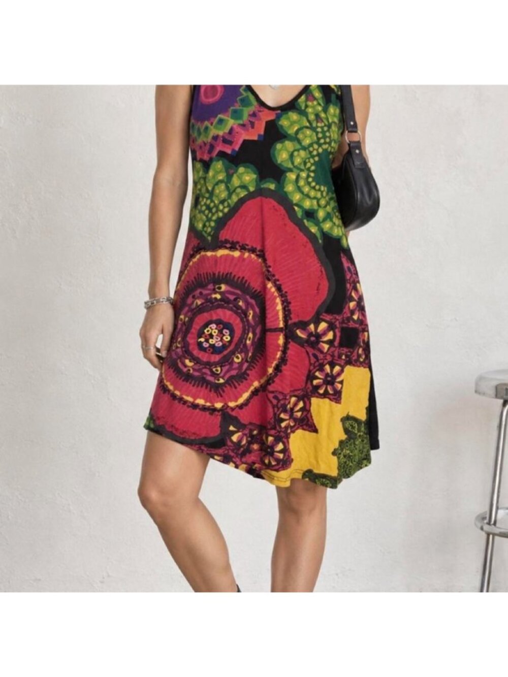 Multi Colored Sleeveless V Neck With Abstract